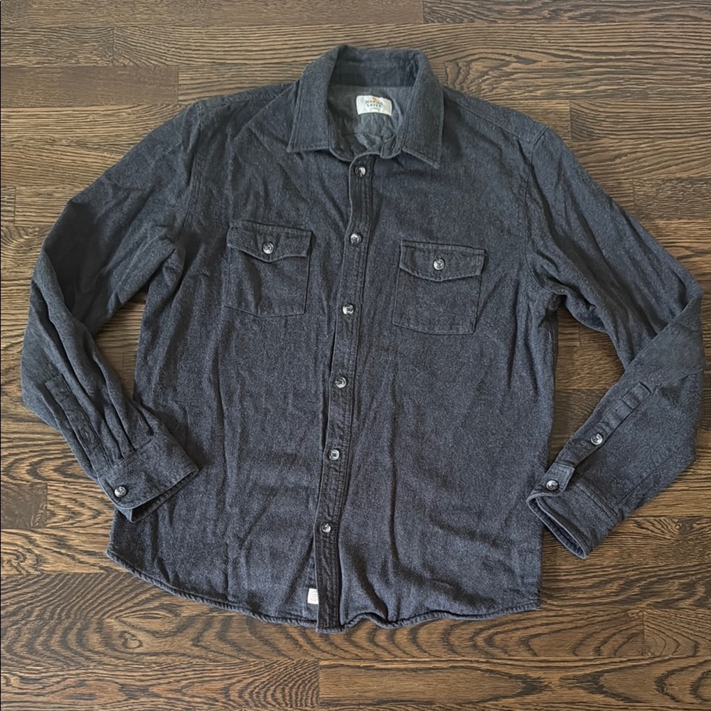 Marine Layer Dark Gray Casual Button Down Shirt